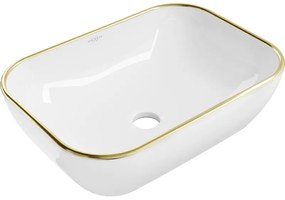 Mexen RITA umývadlo, 45x32 cm, biela/zlatý okraj, 21084505