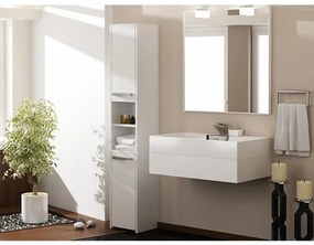 Kúpeľňová skrinka s regálom 30 cm biela