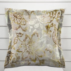 Biante Zamatová obliečka na vankúš s lemom Tamara TMR-055 Abstraktné zelené kvety na zelenosivom 45 x 45 cm