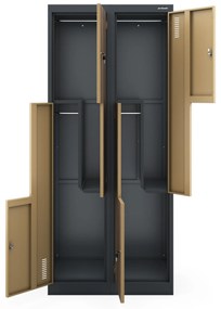 Kovová skriňa JULIA, 800 x 1850 x 450 mm, Eco Design: antracitový/ orech