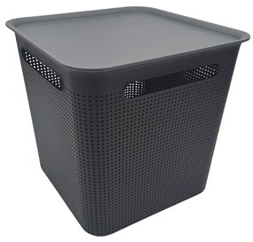 Úložný box s rúčkami BRISEN 18 l, 29 x 29 x 29 cm, čierny S vekom / Bez veka: Bez veka