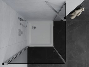 Mexen Pretoria, sprchovací kút 100 (dvere) x 100 (stena) cm, 6mm šedé sklo, chrómový profil + biela sprchová vanička, 852-100-100-01-40-4010