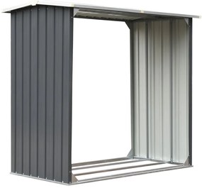 Záhradná kôlňa na drevo z pozinkovanej ocele 172x91x154 cm sivá