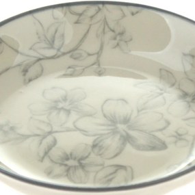 Súprava 6 dezertných tanierov Nežné kvety 10 cm, sivá