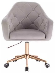 LuxuryForm DESIGN Kreslo ANDORA VELUR na zlaté podstave s kolieskami - svetlo šedé