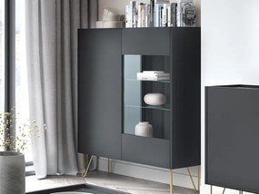 Vitrína Harmony, čierna/čierny mramor