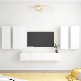 6-dielna súprava TV skriniek biela drevotrieska 3078680