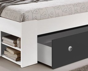 Posteľ s nočnými stolikmi Stefan 140x200 cm, biela/grafit