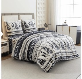 Sada 2ks mikroplyšových obliečok WINTER DEER sivé + obliečka mikroplyš SOFT 180x200 cm biela, dvojlôžko