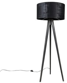 Stojacia lampa trojnožka čierna s tienidlom čiernym 50 cm - Tripod Classic