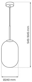 Závesné svietidlo Alias, 1x biele sklenené tienidlo, (fi 24cm), g
