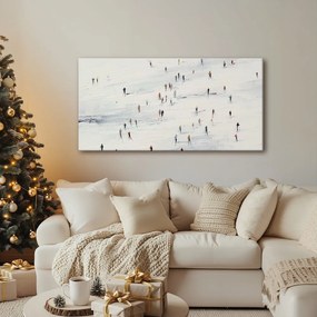 Obraz lyžiari v zimnej krajine