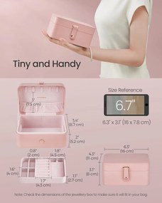 Šperkovnica, 2-poschodová úložná, 11 x 16 x 8 cm, ružová