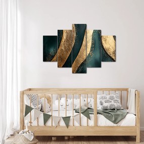 Obraz - Zelená abstrakcia so zlatom I. (150x105 cm)