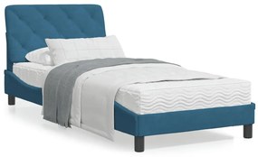 Rám postele s LED svetlami modrý 90x200 cm zamat 3213835