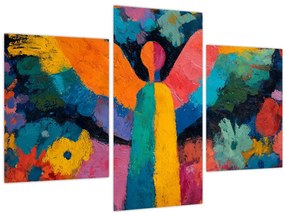 Obraz - Abstraktný anjel s kvetmi (90x60 cm)