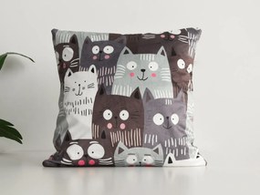 XPOSE® Mikroplyšová obliečka na vankúš CATS (digitálna potlač) 40x40 cm