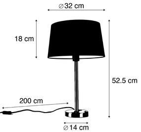 Moderná stolná lampa oceľ s čiernym tienidlom 35 cm - Simplo