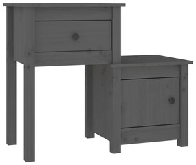 vidaXL Nočný stolík sivý 79,5x38x65,5 cm masívne borovicové drevo