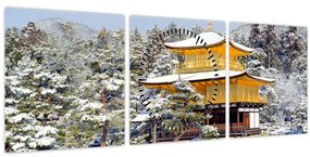 Obraz - Kinkakudži, Japonsko (s hodinami) (90x30 cm)