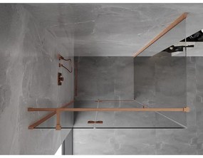 Mexen Mist H T, sprchový kút s výklopnými dverami ľavý 120 x 75 cm, číre sklo, medená matná, 8A5T-120-075-65-00-L