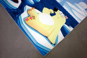 BE Detský koberec Porte 8034 BLUE – modrý obdĺžnikový, s tučniakom Rozmer: 120x180 cm