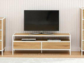 TV stolík/skrinka Soren Rtv (dub + biela). Vlastná spoľahlivá doprava až k Vám domov. 1111728