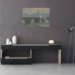 Sklenený obraz - Claude Monet, Waterloo Bridge, Gray Day, reprodukcia (70x50 cm)
