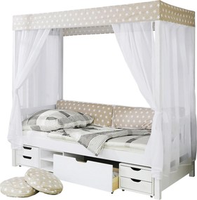 XXXLutz POSTEĽ S NEBESAMI, 90/200 cm biela, béžová Livetastic - Postele - 000406004004