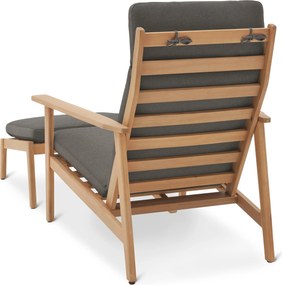 Pohodlné záhradné kreslo s vysokým operadlom vrátane opierky nôh