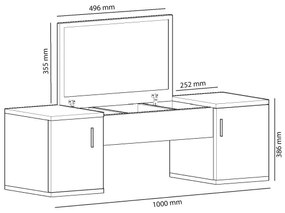 Toaletný stolík MERCAN 39x100 cm biela