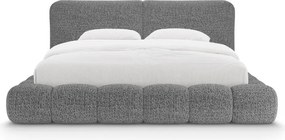 Tmavosivá čalúnená dvojlôžková posteľ s úložným priestorom s roštom 200x200 cm Solange – Micadoni