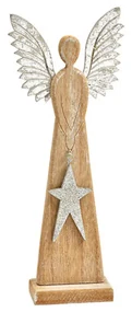 Drevený anjel ANGEL SILVER 26 cm prírodný