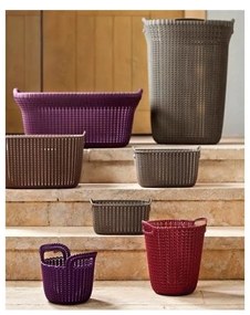 Krémový kôš na čistú bielizeň Curver Knit Lungo