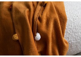 Fleecový pléd v horčicovej farbe 200x220 cm Pom Pom – Mijolnir