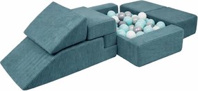 Tyrkysovomodré menčestrové penové ihrisko 100x35x40 cm Montessori – Meowbaby