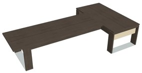 Stôl Verno+ S 200 x 370 cm s rokovacím prvkom, dub antracit / vanilka
