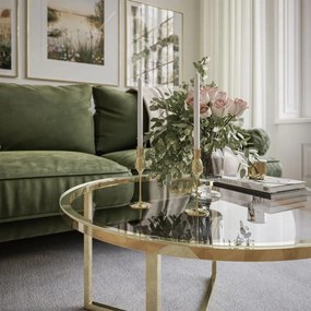 OKRÚHLY KONFERENČNÝ STOLÍK LEONARDO X ZLATÝ PODSTAVEC + SKLO