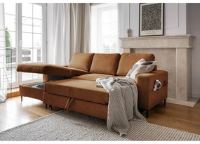 Oranžovohnedá menčestrová rozkladacia rohová pohovka (ľavý roh) Lofty Lilly – Miuform