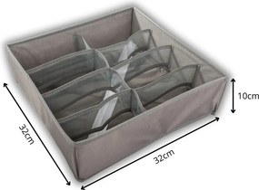 VERK GROUP Organizér na oblečenie a spodnú bielizeň, 8 priehradiek, sivý, 32 x 32 x 10 cm