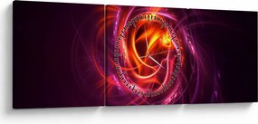 Obraz svietiacej modernej abstrakcie (s hodinami) (90x30 cm)