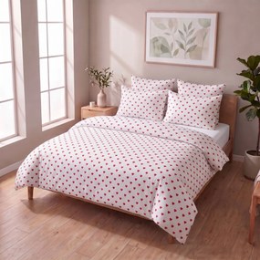 Kvalitex Bavlnené obliečky 140x200 + 70x90 cm - Srdiečka červené