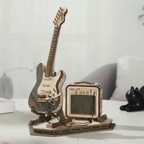 RoboTime 3D drevené puzzle Elektrická gitara