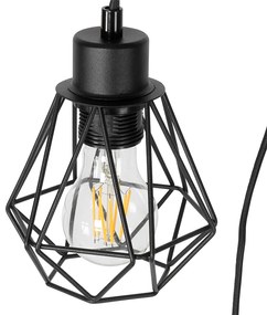 Rustikálna stojaca lampa čierna s drevom 2-svetlo - Chon