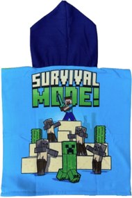 Detské plážové pončo z mikrovlákna Minecraft - Alex a Steve