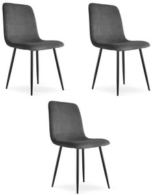 Set troch jedálenských stoličiek RIFT sivé / čierne nohy (3 ks)