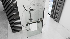 Kovová polica a vešiak na uteráky MAXMAX Rea EVO - na 8mm zásteny - čierna matná