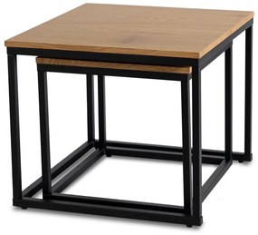 PROXIMA.store - Loftový set konferenčných stolíkov TEVET FARBA: čierny mramor, FARBA NÔH: čierna