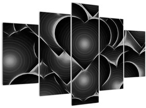 Obraz čierno-bielych sŕdc (150x105 cm)