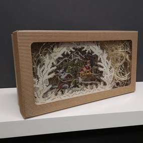 AMADEA Drevený svietiaci portál s motívom dedinky, farebný, 34 cm